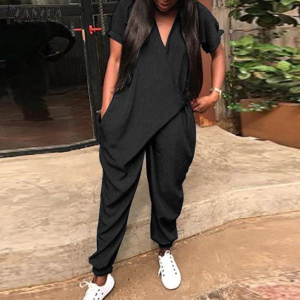 women's jumpsuits & rompers s 5xl 2021 summer fashion solid harem overalls zanzea women short sleeve long female playsuit pantalon pant, Black;white
women's jumpsuits & rompers s 5xl 2021 summer fashion solid harem overalls zanzea women short sleeve long female playsuit pantalon pant, Black;white