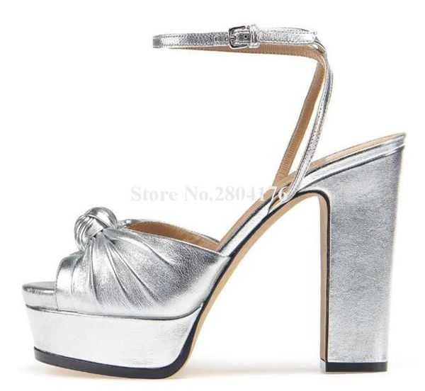 women est open toe silver leather knotted design high platform chunky heel sandals ankle strap nude thick dress shoes, Black
women est open toe silver leather knotted design high platform chunky heel sandals ankle strap nude thick dress shoes, Black