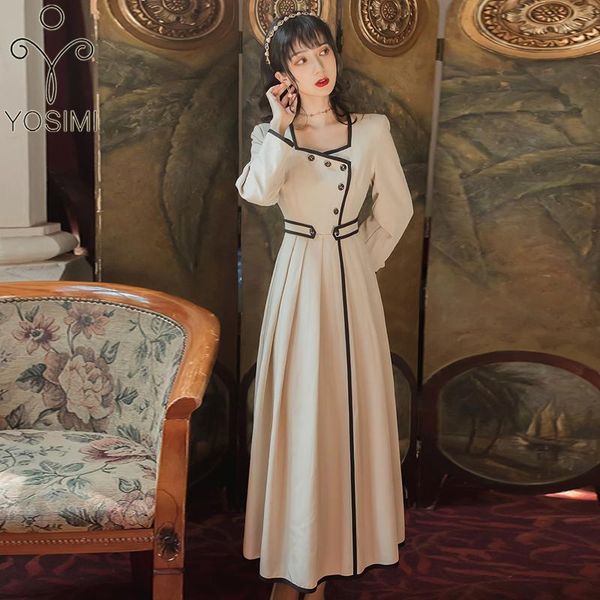 casual dresses yosimi long dress women 2021 autumn winter square collar full sleeve fit and flare beige pleated party elegant, Black;gray
casual dresses yosimi long dress women 2021 autumn winter square collar full sleeve fit and flare beige pleated party elegant, Black;gray