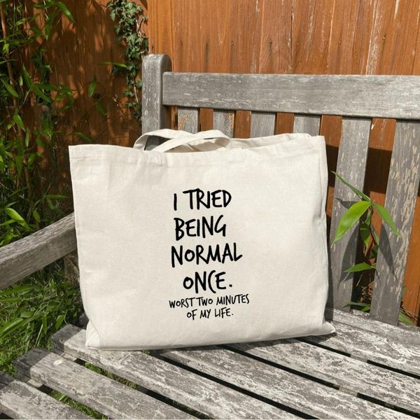 tried being normal once worst two minutes of my life women's canvas tote bag big capacity shopper fashion grocery cross body
tried being normal once worst two minutes of my life women's canvas tote bag big capacity shopper fashion grocery cross body