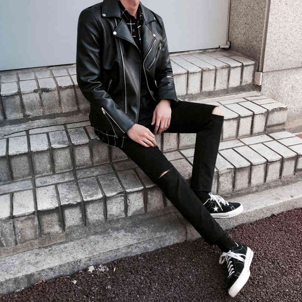 men's leather & faux fake male jacket with zipper, autumn, solid color, synthetic leather, korean, lapel, rear, metal, man 0avr, Black
men's leather & faux fake male jacket with zipper, autumn, solid color, synthetic leather, korean, lapel, rear, metal, man 0avr, Black