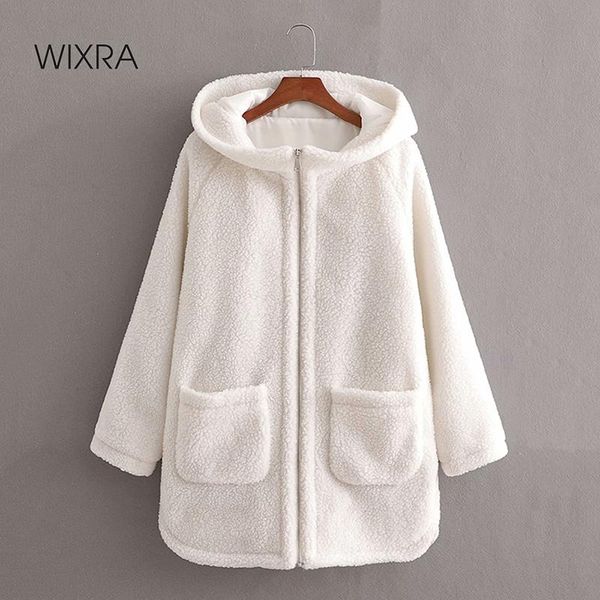 women's fur & faux wixra womens white coat ladies zipper elegant long outwear solid lamb wool hooded overcoat autumn spring, Black
women's fur & faux wixra womens white coat ladies zipper elegant long outwear solid lamb wool hooded overcoat autumn spring, Black