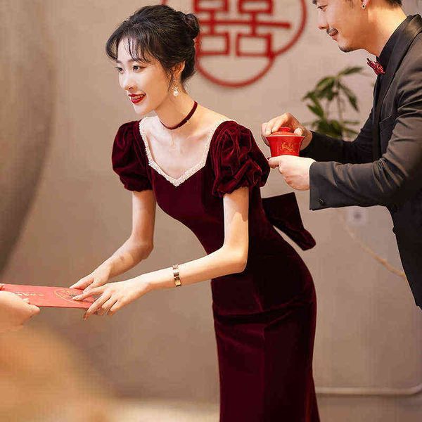 luxury street style dresses fishtail wine red toast evening bridal slim fit 2021 banquet long veet, Black;pink
luxury street style dresses fishtail wine red toast evening bridal slim fit 2021 banquet long veet, Black;pink