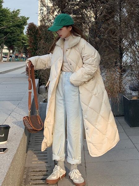 women's winter mid long knee cotton padded jacket korean loose down & parkas, Black
women's winter mid long knee cotton padded jacket korean loose down & parkas, Black