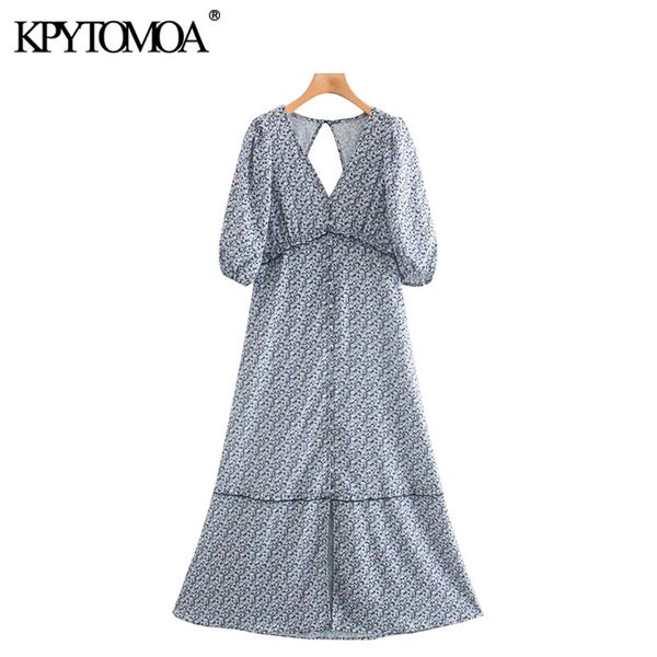 women chic fashion floral print ruffled midi dress vintage backless puff sleeve slit female dresses vestidos 210416, Black;gray
women chic fashion floral print ruffled midi dress vintage backless puff sleeve slit female dresses vestidos 210416, Black;gray