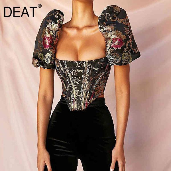 spring summer short puff sleeve square collar black floral print women t shirt mh270 210525, White
spring summer short puff sleeve square collar black floral print women t shirt mh270 210525, White