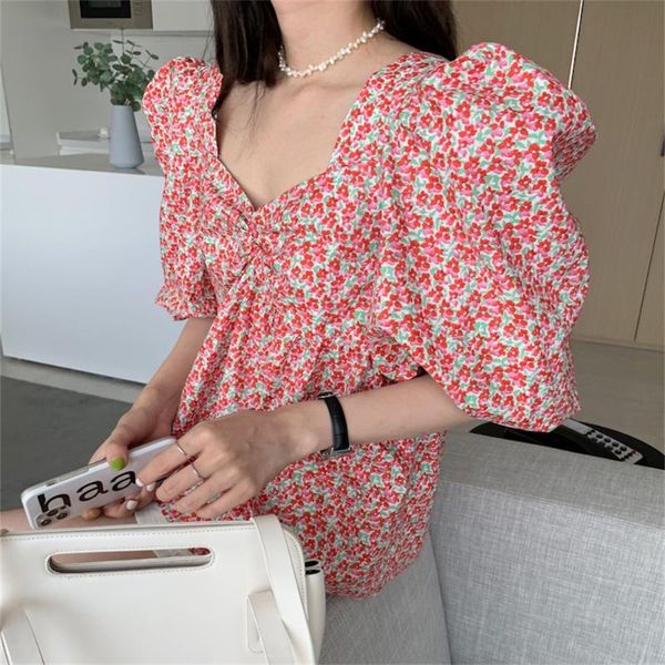 women's blouses & shirts alien kitty 2021 summer romance florals chic retro v-neck sweet femme loose all match printing casual women, White
women's blouses & shirts alien kitty 2021 summer romance florals chic retro v-neck sweet femme loose all match printing casual women, White