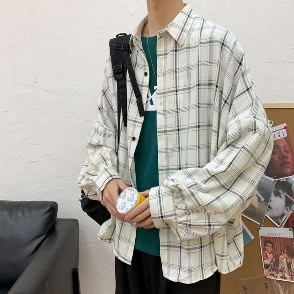 men's casual shirts shirt brand spring dress ins long sleeve plaid loose casual student coat korean fashion igip 289c, White;black
men's casual shirts shirt brand spring dress ins long sleeve plaid loose casual student coat korean fashion igip 289c, White;black