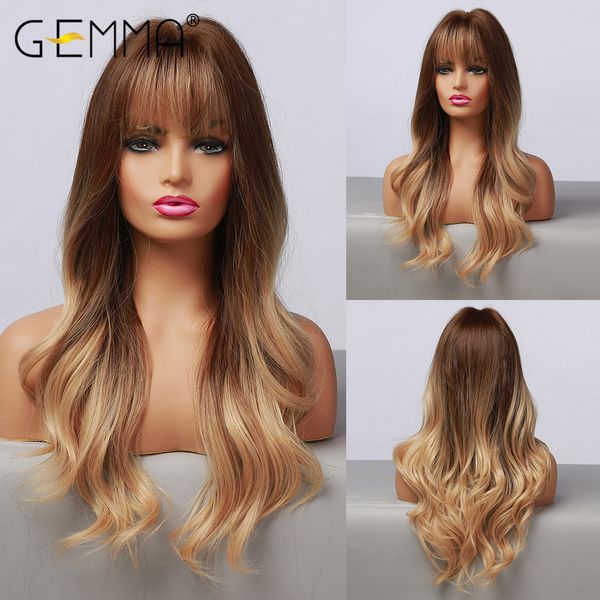 long ombre brown golden womens wigs with bangs water wave heat resistant cosplay synthetic wigs for women african american, Black
long ombre brown golden womens wigs with bangs water wave heat resistant cosplay synthetic wigs for women african american, Black
