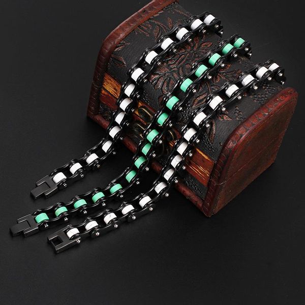 link, chain jewelry bracelet black and white men 's titanium steel 
link, chain jewelry bracelet black and white men 's titanium steel
