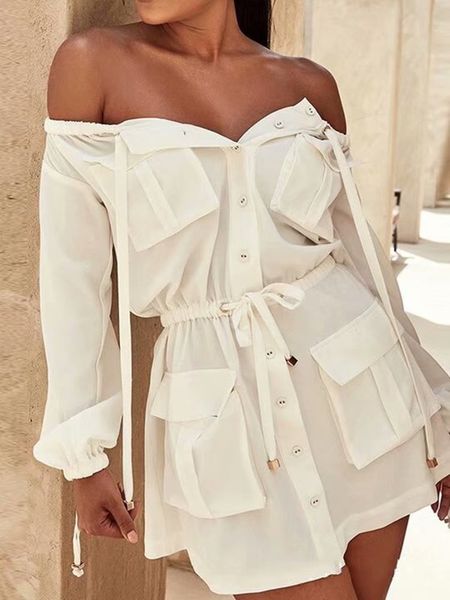 elegant women solid single breasted solid dress fashion summer za long sleeve slash neck fashion pockets female vestidos 210521, Black;gray
elegant women solid single breasted solid dress fashion summer za long sleeve slash neck fashion pockets female vestidos 210521, Black;gray