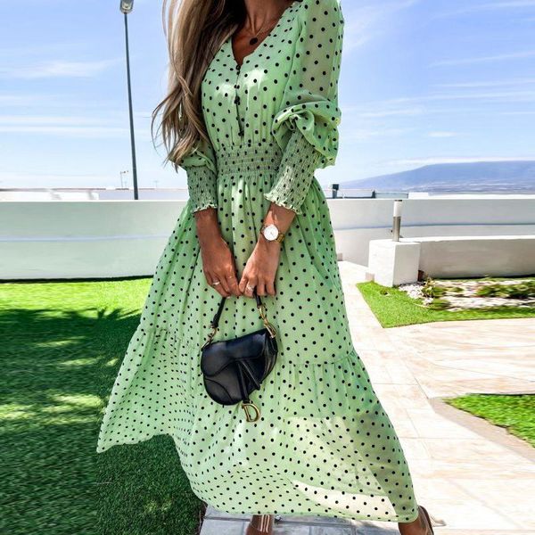 casual dresses polka dot buttons chiffon maxi long dress v neck autumn women green puff sleeve ladies elegant female vestidos 2021, Black;gray
casual dresses polka dot buttons chiffon maxi long dress v neck autumn women green puff sleeve ladies elegant female vestidos 2021, Black;gray