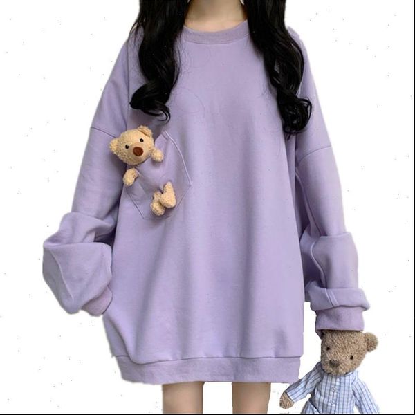 autumn harajuku kawaii soft pullover womens hoodies with pocket plush bear solid outwear oversize casual hoody, Black
autumn harajuku kawaii soft pullover womens hoodies with pocket plush bear solid outwear oversize casual hoody, Black