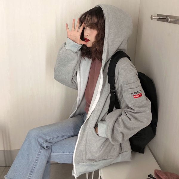 women's hoodies & sweatshirts women hooded thicker plus velvet solid letter embroidered zip-up pockets loose womens hoodie leisure simp, Black
women's hoodies & sweatshirts women hooded thicker plus velvet solid letter embroidered zip-up pockets loose womens hoodie leisure simp, Black