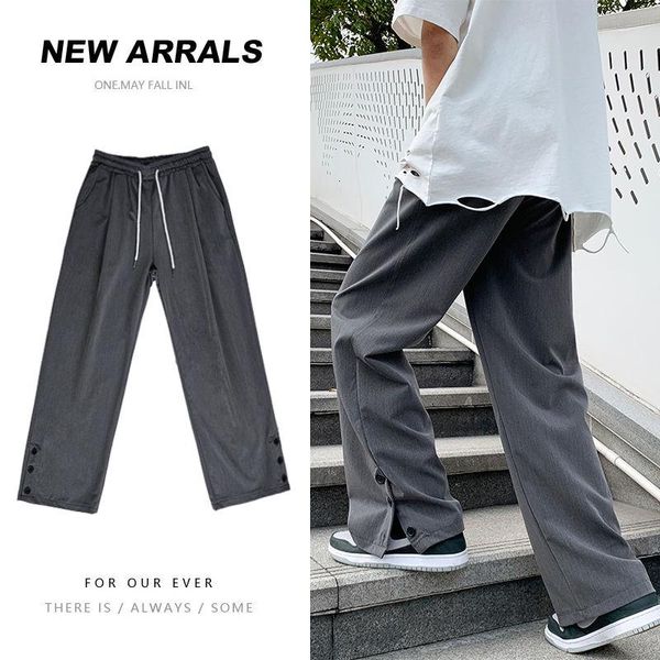 solid color straight-leg pants men's korean fashion loose casual men formal suit drawstring mopping, Black
solid color straight-leg pants men's korean fashion loose casual men formal suit drawstring mopping, Black