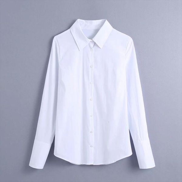 spring white basic long sleeve womens blouses office loose blusas s8516