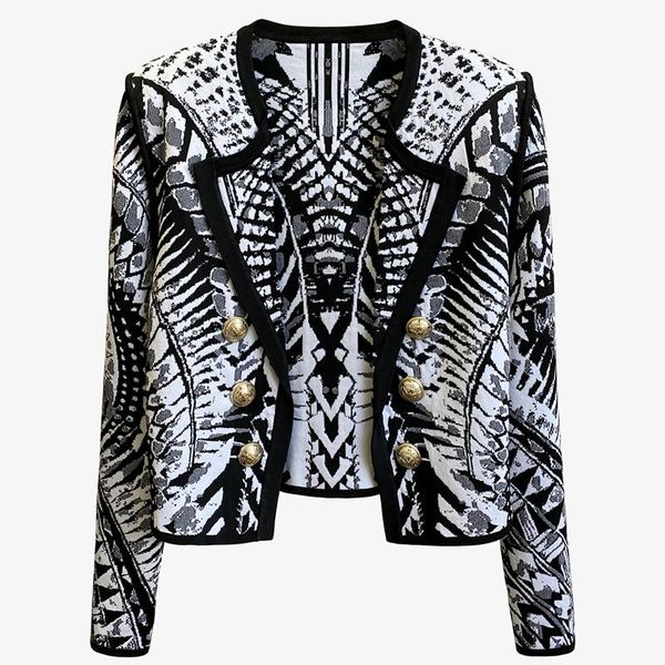 women's knits & tees est 2021 designer stylish jacket lion buttons zebra jacquard knit cardigan, White
women's knits & tees est 2021 designer stylish jacket lion buttons zebra jacquard knit cardigan, White