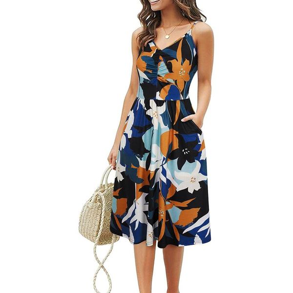casual dresses vintage for women boho floral summer sling dress sleeveless v-neck button swing sundress beach holiday, Black;gray
casual dresses vintage for women boho floral summer sling dress sleeveless v-neck button swing sundress beach holiday, Black;gray