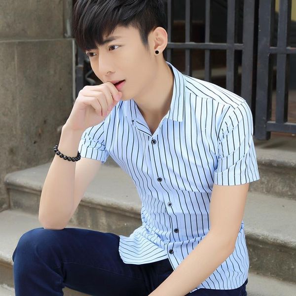men's casual shirts men shirt cardigan summer breathable square collar student short sleeve striped street style small fresh simplicity, White;black
men's casual shirts men shirt cardigan summer breathable square collar student short sleeve striped street style small fresh simplicity, White;black
