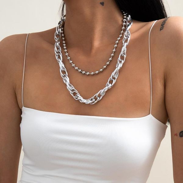 chains women necklace punk hip hop round bead multi-layer chain simple geometric alloy set european american jewelry gift, Silver
chains women necklace punk hip hop round bead multi-layer chain simple geometric alloy set european american jewelry gift, Silver