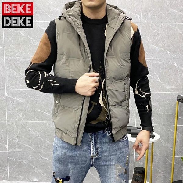men's vests hooded down vest mens casual 2021 short concise zippers sleeveless thicken white duck outerwear male fashion, Black;white
men's vests hooded down vest mens casual 2021 short concise zippers sleeveless thicken white duck outerwear male fashion, Black;white