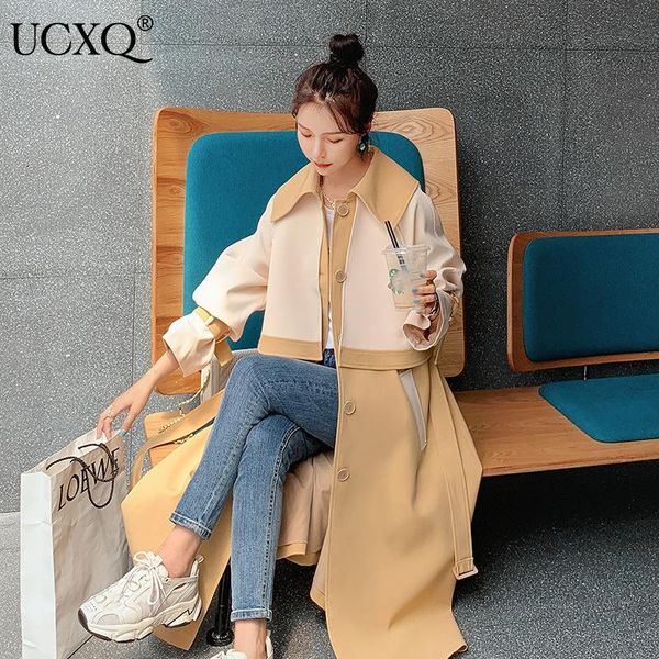 women's trench coats ucxq woman color matching long sleeve lapel casual 2021 autumn fashion korean single breasted with sashes windbrea, Tan;black
women's trench coats ucxq woman color matching long sleeve lapel casual 2021 autumn fashion korean single breasted with sashes windbrea, Tan;black