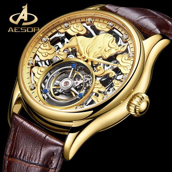 wristwatches aesop men's mechanical watch + real tourbillon zodiac cow dial double-sided sapphire glass waterproof men, Slivery;brown
wristwatches aesop men's mechanical watch + real tourbillon zodiac cow dial double-sided sapphire glass waterproof men, Slivery;brown