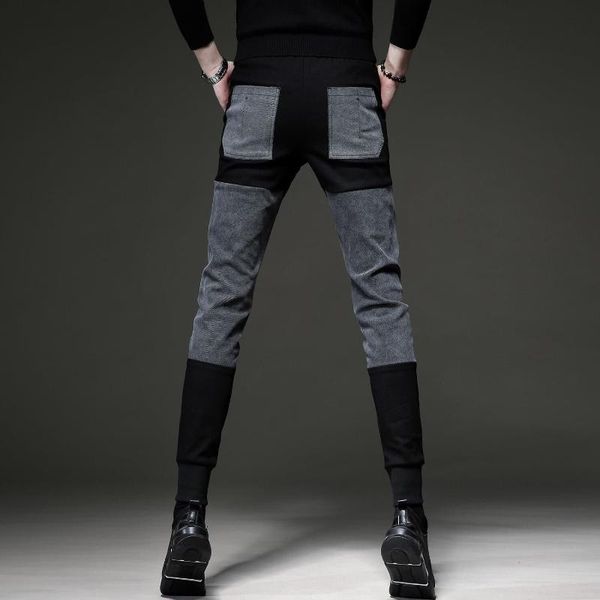 men's pants brand original personality men youth patchwork elastic casual male trousers, Black
men's pants brand original personality men youth patchwork elastic casual male trousers, Black
