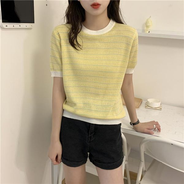 spring/summer round collar short-sleeved slim silk knit woman tshirts women's t-shirt, White
spring/summer round collar short-sleeved slim silk knit woman tshirts women's t-shirt, White