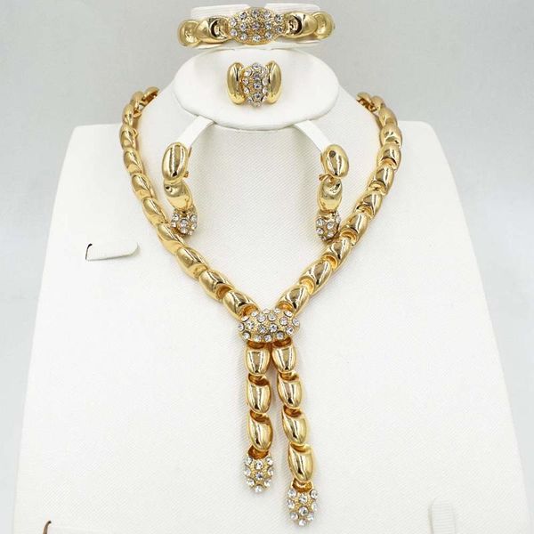 earrings & necklace 2021 fashion dubai jewelry sets elegant line crystal costume nigerian african beads design, Silver