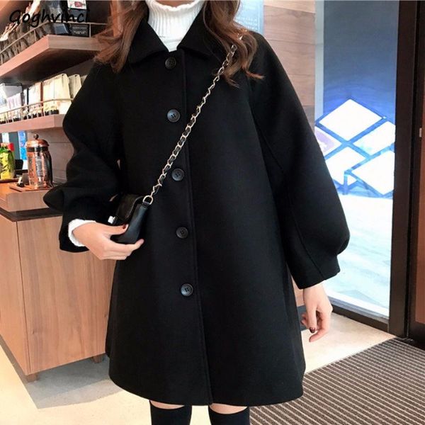 women wool blends coats solid lantern long sleeve all-match warm simple elegant female overcoat leisure loose outwear trendy women's &, Black
women wool blends coats solid lantern long sleeve all-match warm simple elegant female overcoat leisure loose outwear trendy women's &, Black