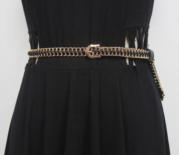 belts women's runway fashion pu leather knitted chain cummerbunds female dress corsets waistband decoration narrow belt r1572, Black;brown
belts women's runway fashion pu leather knitted chain cummerbunds female dress corsets waistband decoration narrow belt r1572, Black;brown
