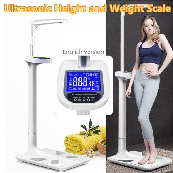 ultrasonic height weight scale meter body fat voice broadcast electronic fitness measuring instrument english smart scales
ultrasonic height weight scale meter body fat voice broadcast electronic fitness measuring instrument english smart scales