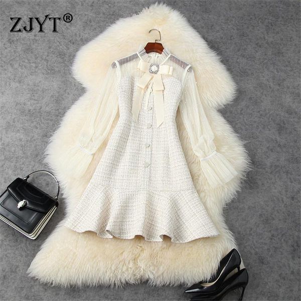 fashion designer runway women long sleeve bowknot mesh patchwork mini tweed woolen dress vintage autumn winter clothes 2021 casual dresses, Black;gray
fashion designer runway women long sleeve bowknot mesh patchwork mini tweed woolen dress vintage autumn winter clothes 2021 casual dresses, Black;gray