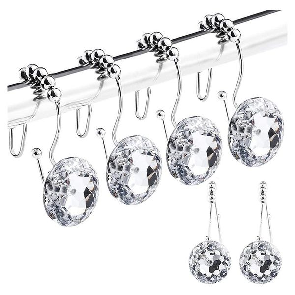 12pcs/set shower curtain hooks for bathroom stainless steel ring hangs round crystal hook curtains & rails
12pcs/set shower curtain hooks for bathroom stainless steel ring hangs round crystal hook curtains & rails