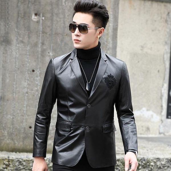 men's leather & faux lhfff 2021 slim-type genuine first layer calfskin suit autumn casual fashion coat, Black
men's leather & faux lhfff 2021 slim-type genuine first layer calfskin suit autumn casual fashion coat, Black