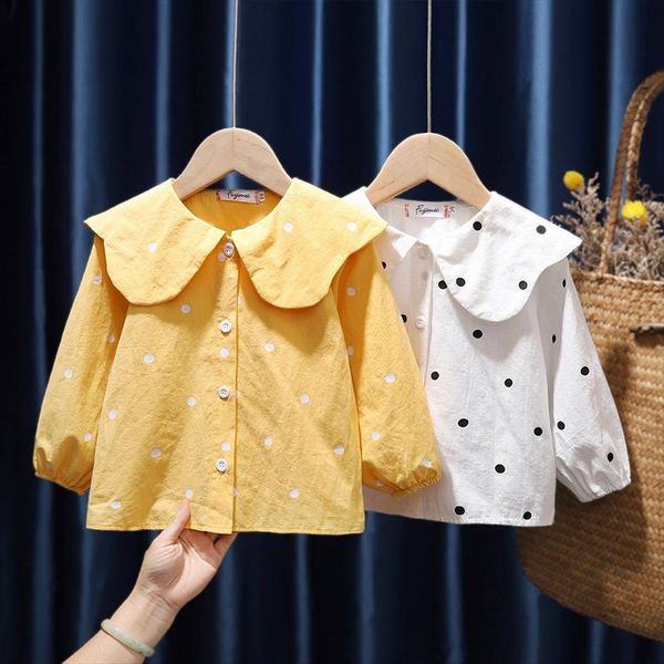 cute polka dot blouse for toddler girl peter pan collar children clothing spring fashion infant baby shirt ruffle, White;black
cute polka dot blouse for toddler girl peter pan collar children clothing spring fashion infant baby shirt ruffle, White;black