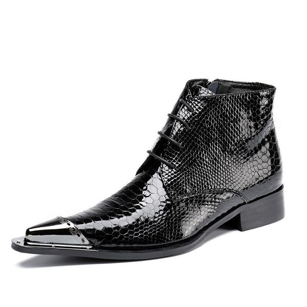 boots autumn and winter men's british tooling short leather fashion, Black