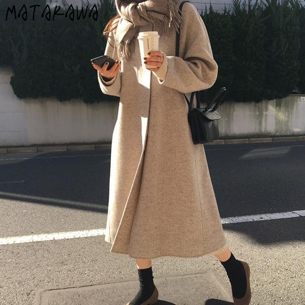 women's wool & blends matakawa coat autumn korean turn down collar elegant casual loose coats casaco feminino fashion long abrigos para, Black
women's wool & blends matakawa coat autumn korean turn down collar elegant casual loose coats casaco feminino fashion long abrigos para, Black