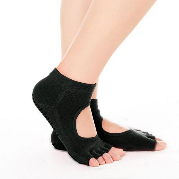 women sports socks yoga dance gym fitness barre pilates toeless hollow out non slip skid-proof grips cotton hosiery sock, Black
women sports socks yoga dance gym fitness barre pilates toeless hollow out non slip skid-proof grips cotton hosiery sock, Black