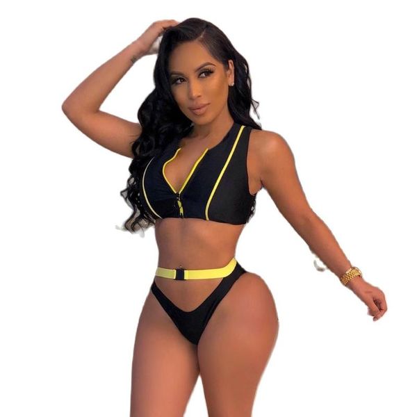 women's swimwear summer style back straps snap button sports triangle swimsuit split bikini, White;black
women's swimwear summer style back straps snap button sports triangle swimsuit split bikini, White;black
