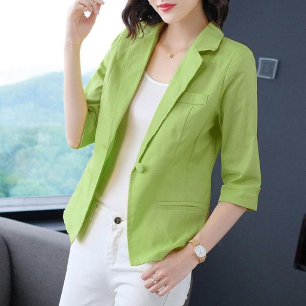 women single button suit jacket office ladies vintage linen cotton blazer pockets half sleeve thin work wear outwear women's suits & bl, White;black
women single button suit jacket office ladies vintage linen cotton blazer pockets half sleeve thin work wear outwear women's suits & bl, White;black