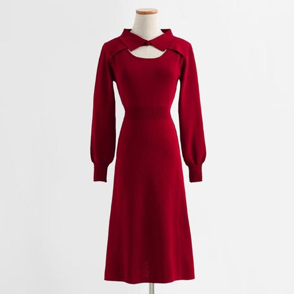 casual dresses autumn winter elegant knitted dress 2021 long sleeve hollow out party red women vintage a-line sweater, Black;gray
casual dresses autumn winter elegant knitted dress 2021 long sleeve hollow out party red women vintage a-line sweater, Black;gray