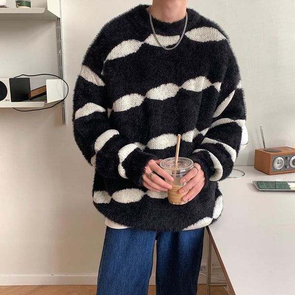 men's sweaters autumn winter o-neck sweater trend loose contrast jacquard long sleeve knitted oversize warm casual thick male clothing, White;black
men's sweaters autumn winter o-neck sweater trend loose contrast jacquard long sleeve knitted oversize warm casual thick male clothing, White;black