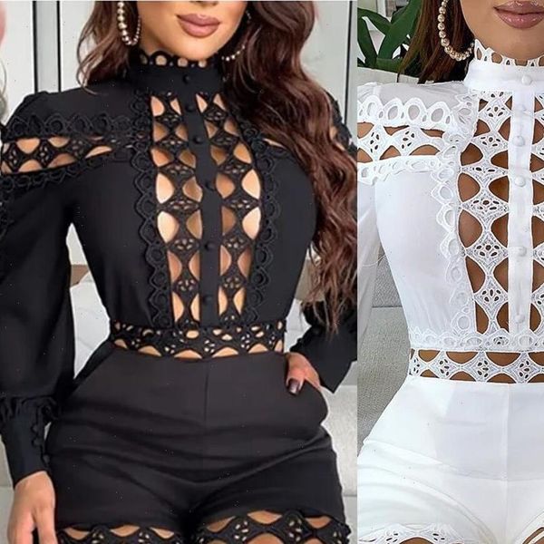 black women rompers white elegant playsuits and jumpsuits long sleeve hollow out lace club party overalls for, Black;white
black women rompers white elegant playsuits and jumpsuits long sleeve hollow out lace club party overalls for, Black;white
