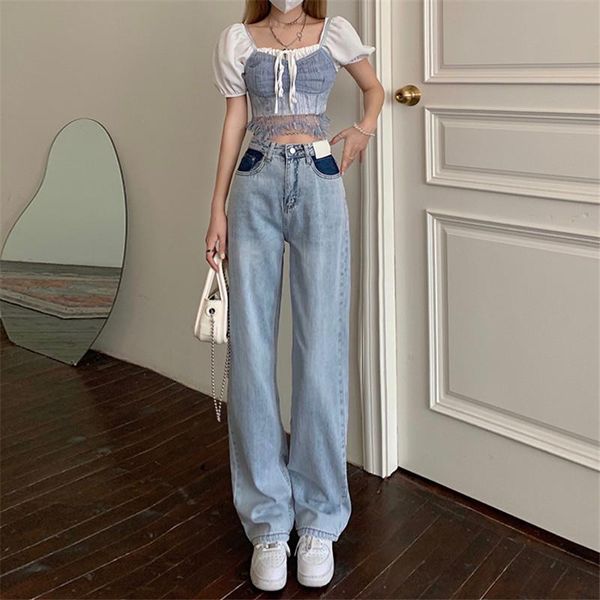 women's jeans women pantalon 2021 patchwork fashion y2k loose office lady denim wide leg pants female sweetpants plus size trousers p03, Blue
women's jeans women pantalon 2021 patchwork fashion y2k loose office lady denim wide leg pants female sweetpants plus size trousers p03, Blue