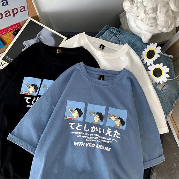 japan style women t shirt cute cartoon print short sleeve round neck femme cotton spandex womens, White
japan style women t shirt cute cartoon print short sleeve round neck femme cotton spandex womens, White