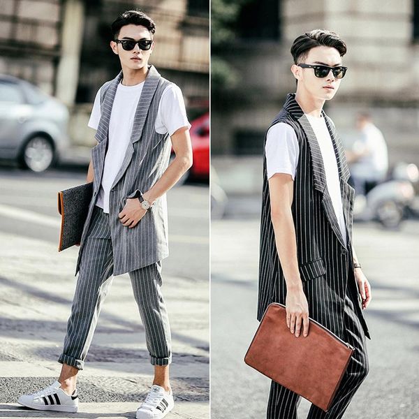 men's vests 2021 spring and autumn korean version fashion slim medium-long stripe vest set twinset hairstylist nightclub costumes, Black;white
men's vests 2021 spring and autumn korean version fashion slim medium-long stripe vest set twinset hairstylist nightclub costumes, Black;white