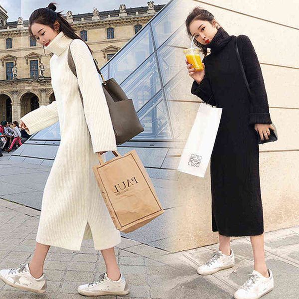 2021 autumn winter net red fashion turtleneck solid colors long dress women lazy wind long-sleeve black knit sweater dress g1214, Black;gray
2021 autumn winter net red fashion turtleneck solid colors long dress women lazy wind long-sleeve black knit sweater dress g1214, Black;gray