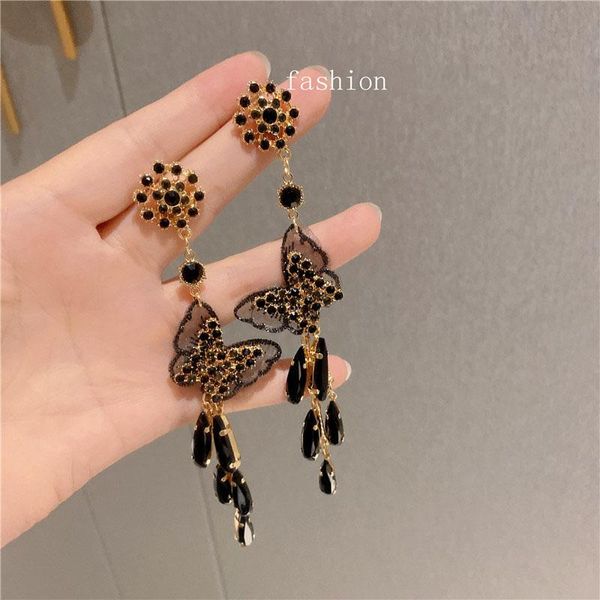 dangle & chandelier vintage black color crystal butterfly earrings for women long tassel shining rhinestone party fashion jewelry, Silver
dangle & chandelier vintage black color crystal butterfly earrings for women long tassel shining rhinestone party fashion jewelry, Silver